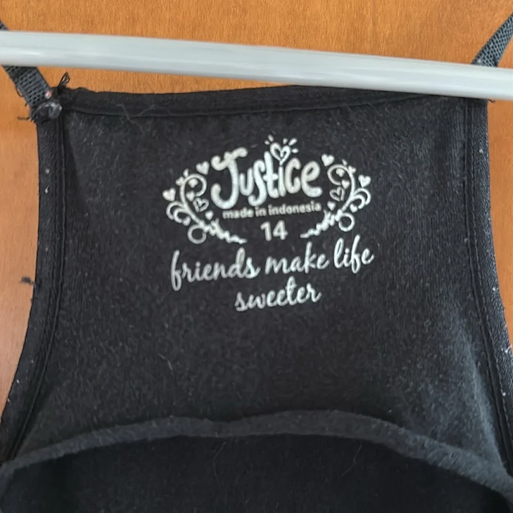 Justice Girls Black Cami Camisole Caged Strappy Racerback Tank Top Size 14